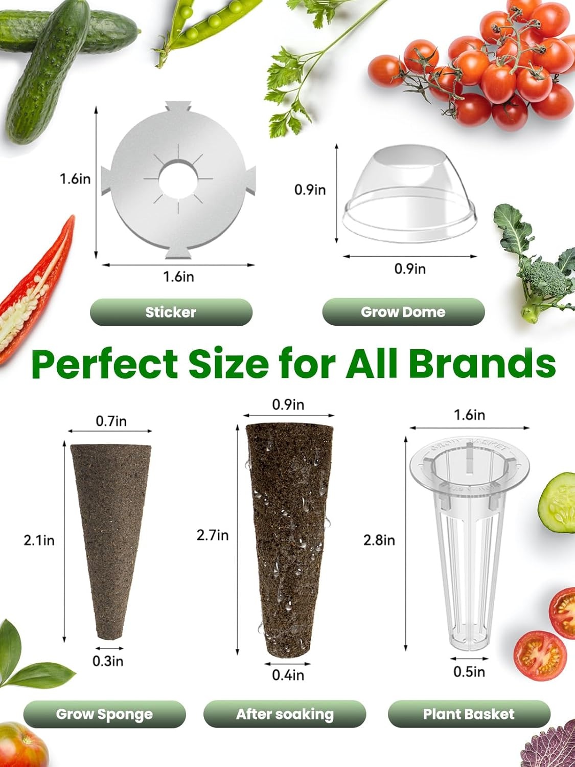 inbloom Grow Anything Seed Pod Kit for AeroGarden, Ahopegarden, GARDENCUBE, iDoo, MUFGA Hydroponic Growing System, 200 Pcs Indoor Garden Supply with 50 Grow Sponges, 50 Baskets, 50 Domes and 50 Labels(Grow Anything)