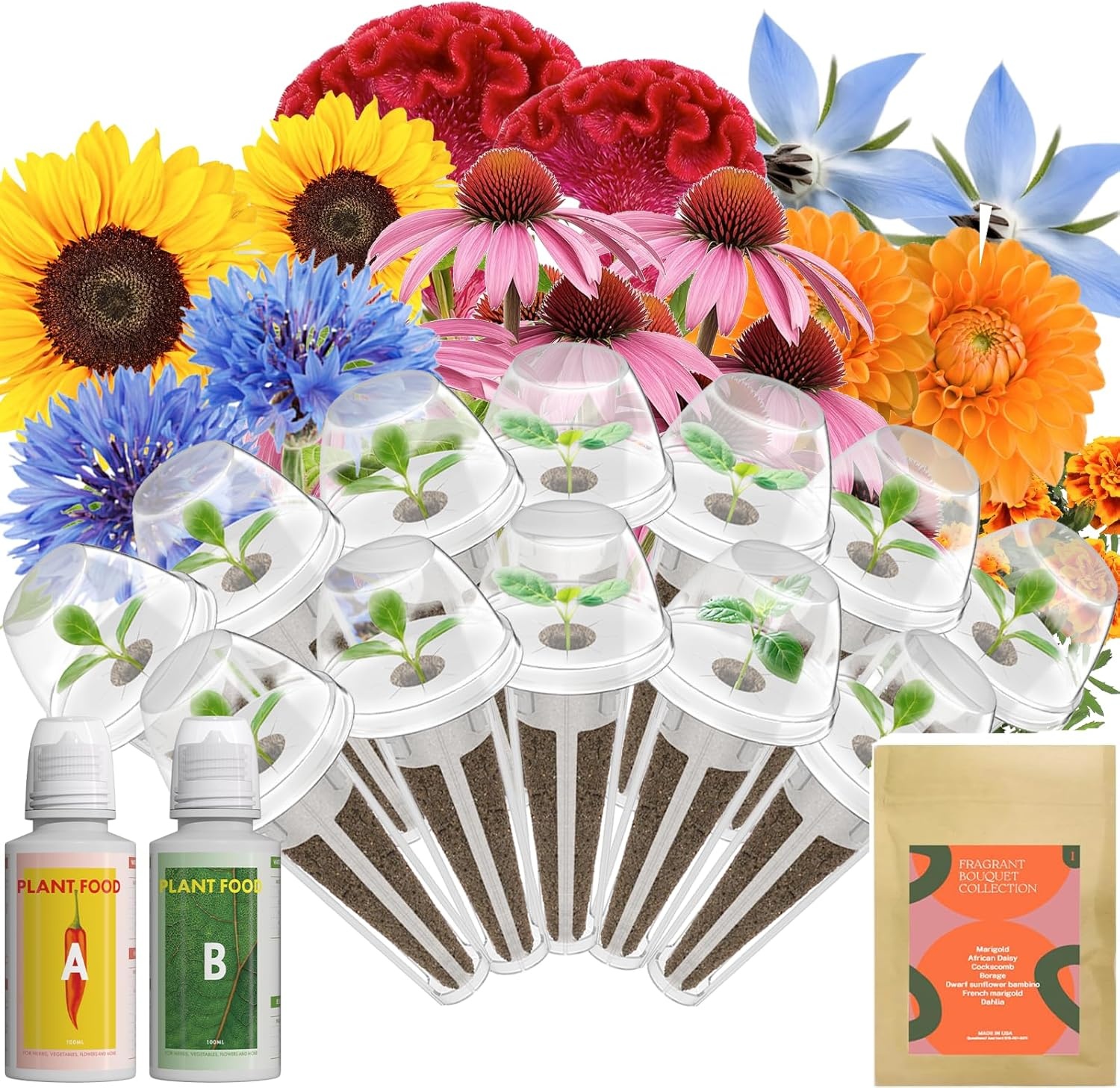 Inbloom 7-Pods Salad Greens Seed Pod Kit for AeroGarden, Ahopegarden, Gardencube Hydroponic Garden with Spinach, Buttercrunch, Paris & American Lettuce, Swiss Chard, Arugula, Bok Choy – 350 Seeds(Fragrant Flower)