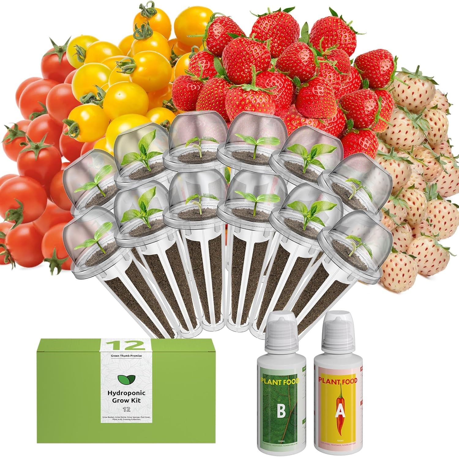 inbloom Vibrant Wildflower & Fruit Mixd Seed Pod Kit for AeroGarden, Ahopegarden Hydroponics Growing System, 7-Pods (350+ Seeds, Include Dwarf Sunflower, Marigold, Red Cherry Tomato, Red Strawberry(Fruit)