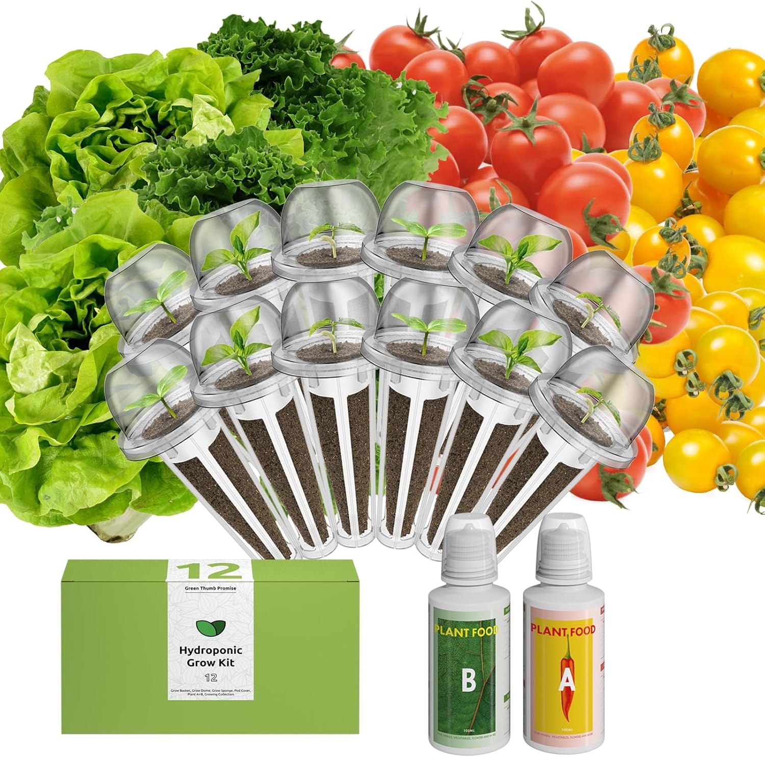 inbloom Vibrant Wildflower & Fruit Mixd Seed Pod Kit for AeroGarden, Ahopegarden Hydroponics Growing System, 7-Pods (350+ Seeds, Include Dwarf Sunflower, Marigold, Red Cherry Tomato, Red Strawberry(Fast Lettuce  Tomato)