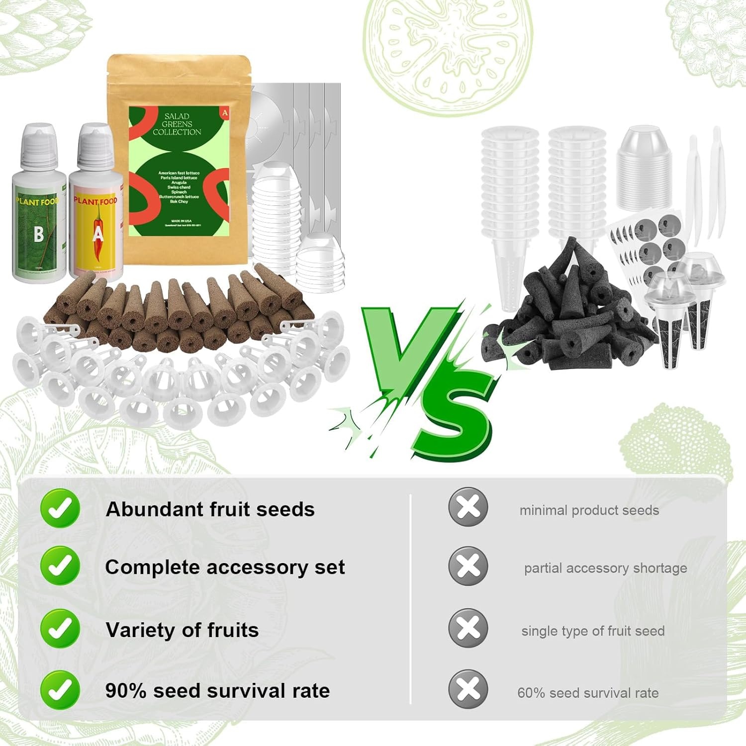 Inbloom 7-Pods Salad Greens Seed Pod Kit for AeroGarden, Ahopegarden, Gardencube Hydroponic Garden with Spinach, Buttercrunch, Paris & American Lettuce, Swiss Chard, Arugula, Bok Choy – 350 Seeds(Salad)