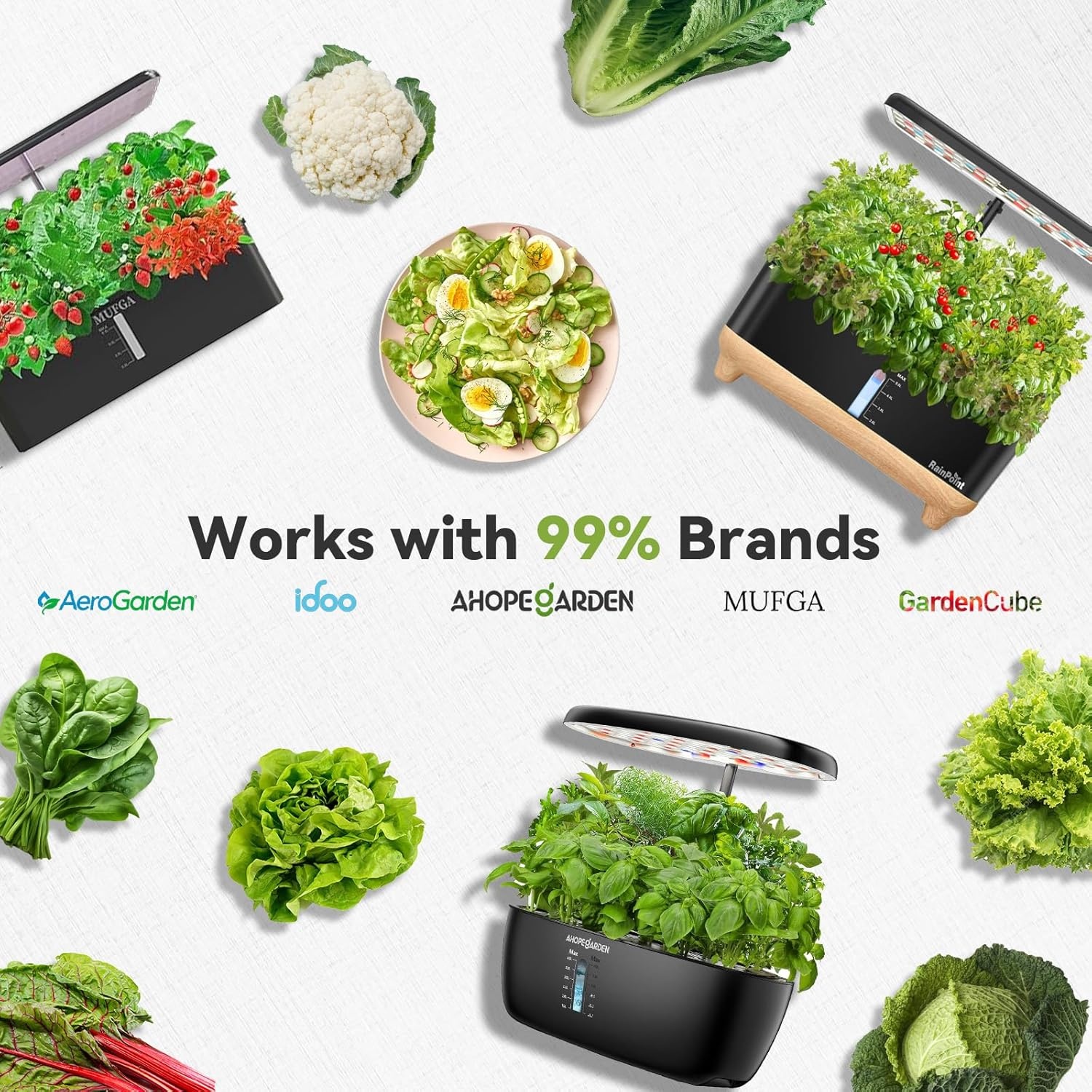 inbloom Salad Seed Pod Kit Compatible with AeroGarden, Ahopegarden, iDoo, MUFGA Hydroponics Growing System, 400+ Mixed Seeds with American Fast/Paris Island/Buttercrunch/Romaine Lettuce (7-Pod)(Salad Green)