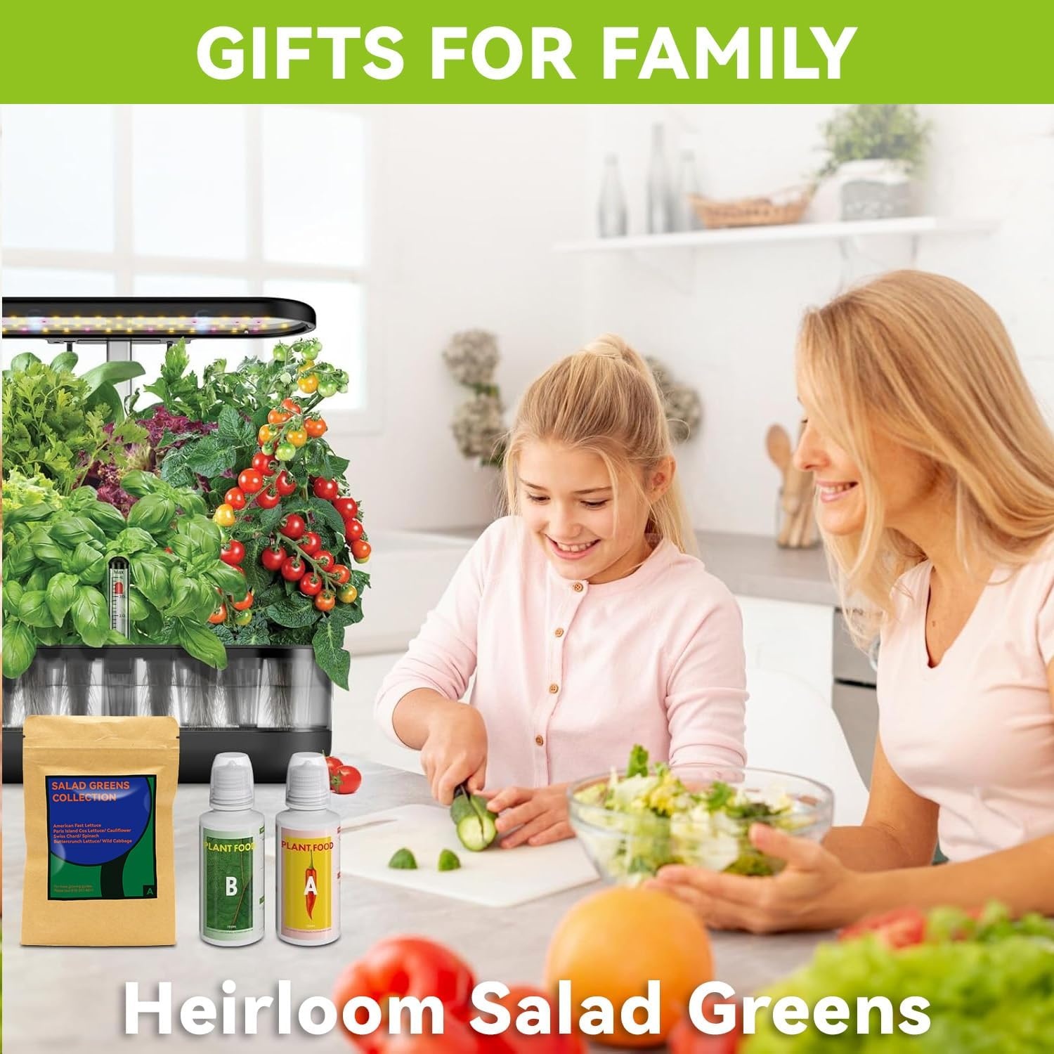 inbloom Salad Seed Pod Kit Compatible with AeroGarden, Ahopegarden, iDoo, MUFGA Hydroponics Growing System, 400+ Mixed Seeds with American Fast/Paris Island/Buttercrunch/Romaine Lettuce (7-Pod)(Salad Green)