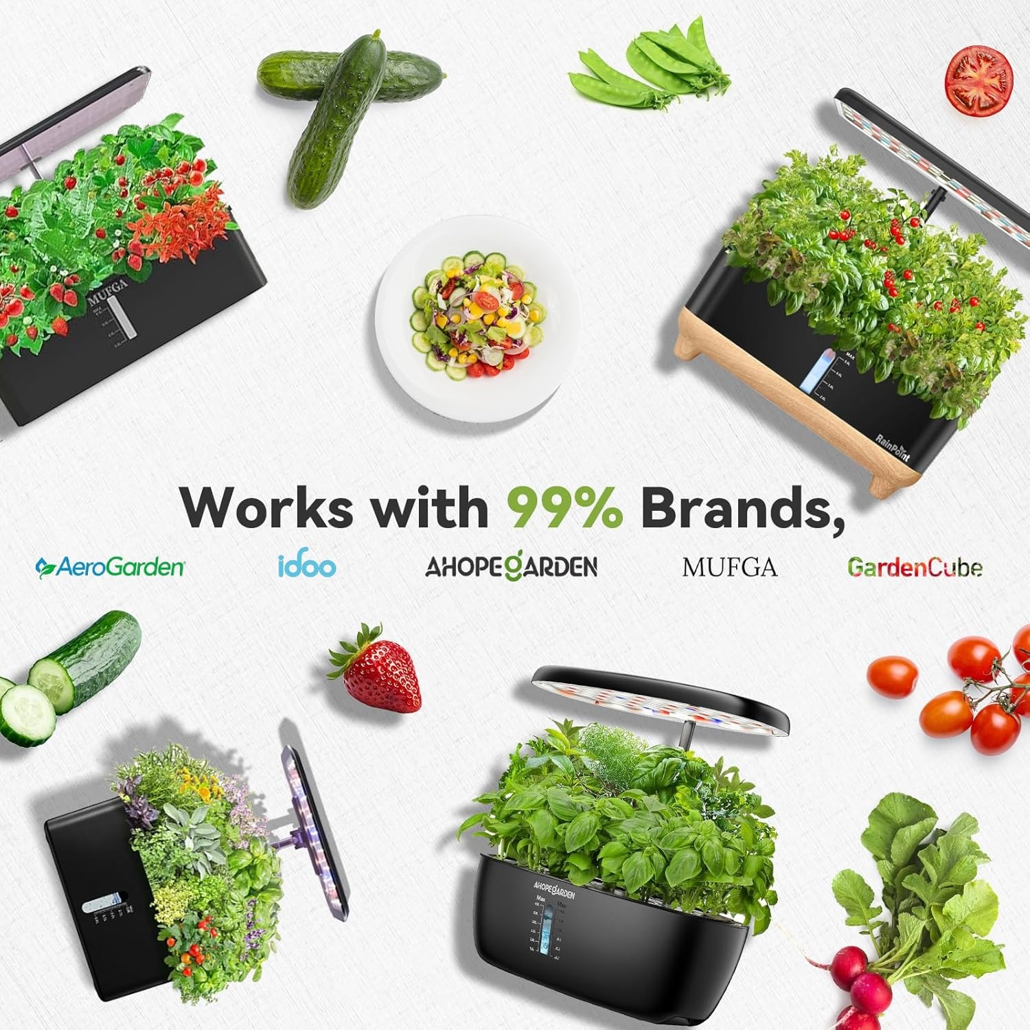 inbloom Salad Seed Pod Kit Compatible with AeroGarden, Ahopegarden, iDoo, MUFGA Hydroponics Growing System, 400+ Mixed Seeds with American Fast/Paris Island/Buttercrunch/Romaine Lettuce (7-Pod)(Fruit)