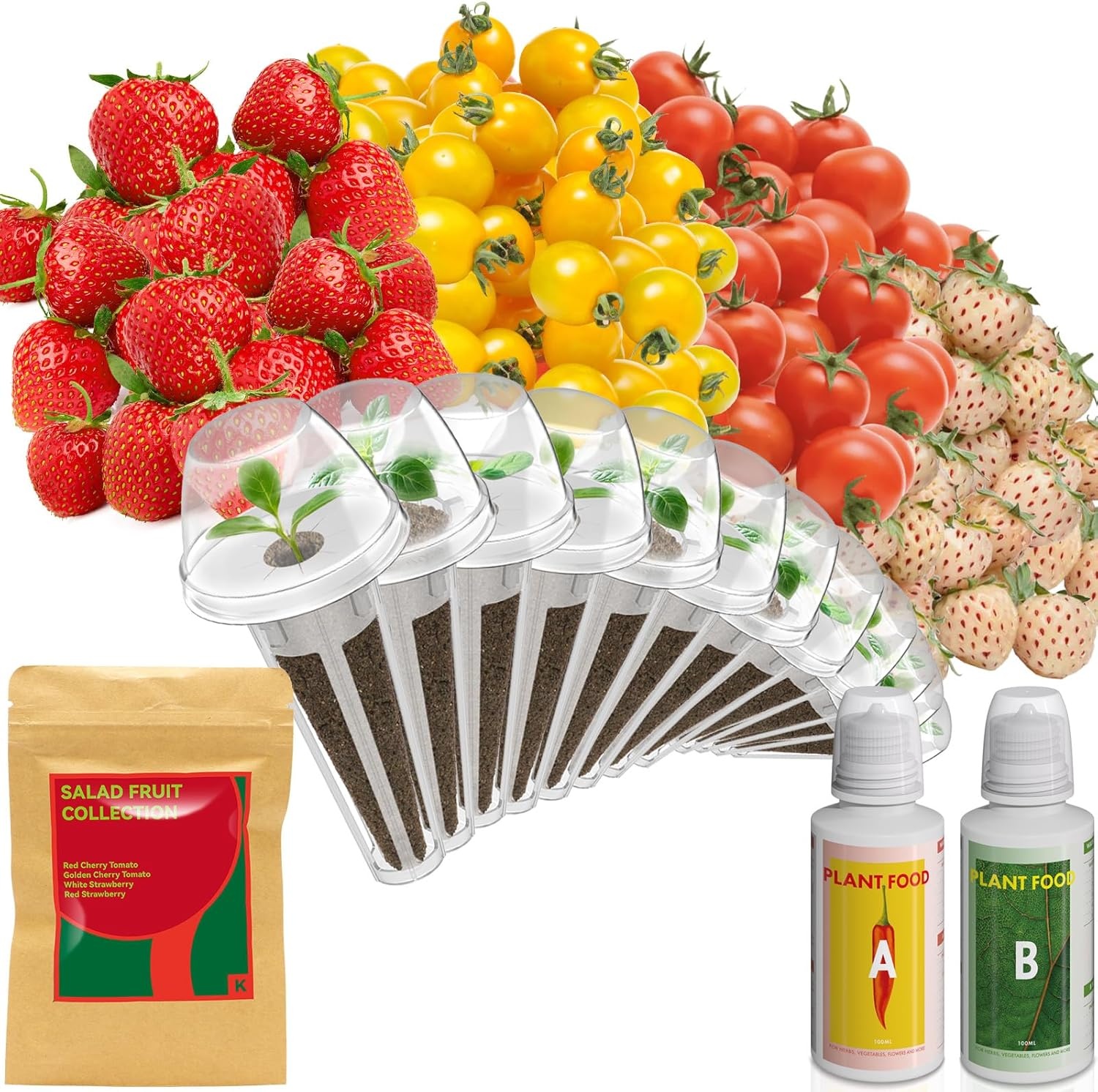 inbloom Salad Seed Pod Kit Compatible with AeroGarden, Ahopegarden, iDoo, MUFGA Hydroponics Growing System, 400+ Mixed Seeds with American Fast/Paris Island/Buttercrunch/Romaine Lettuce (7-Pod)(Strawberry & Tomato)