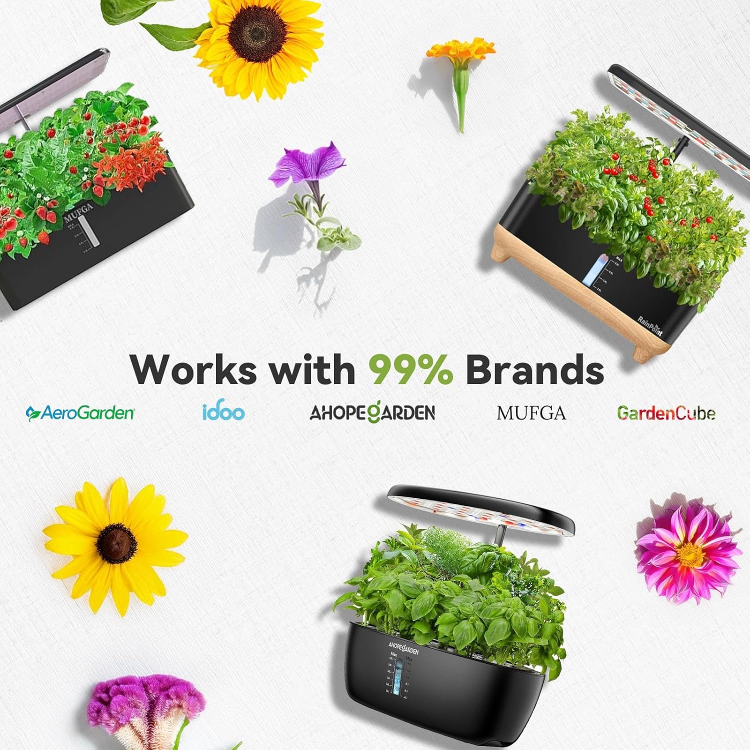Wild Flower Seed Hydroponic Pod Kit Compatible with Aerogarden, Ahopegarden, Letpot, 7 Pods with Variety Seeds(Blush Hibiscus, Coneflower, Dahlia, Viola, Lavender, French Marigold, Snapdragon)(Wild Flower)