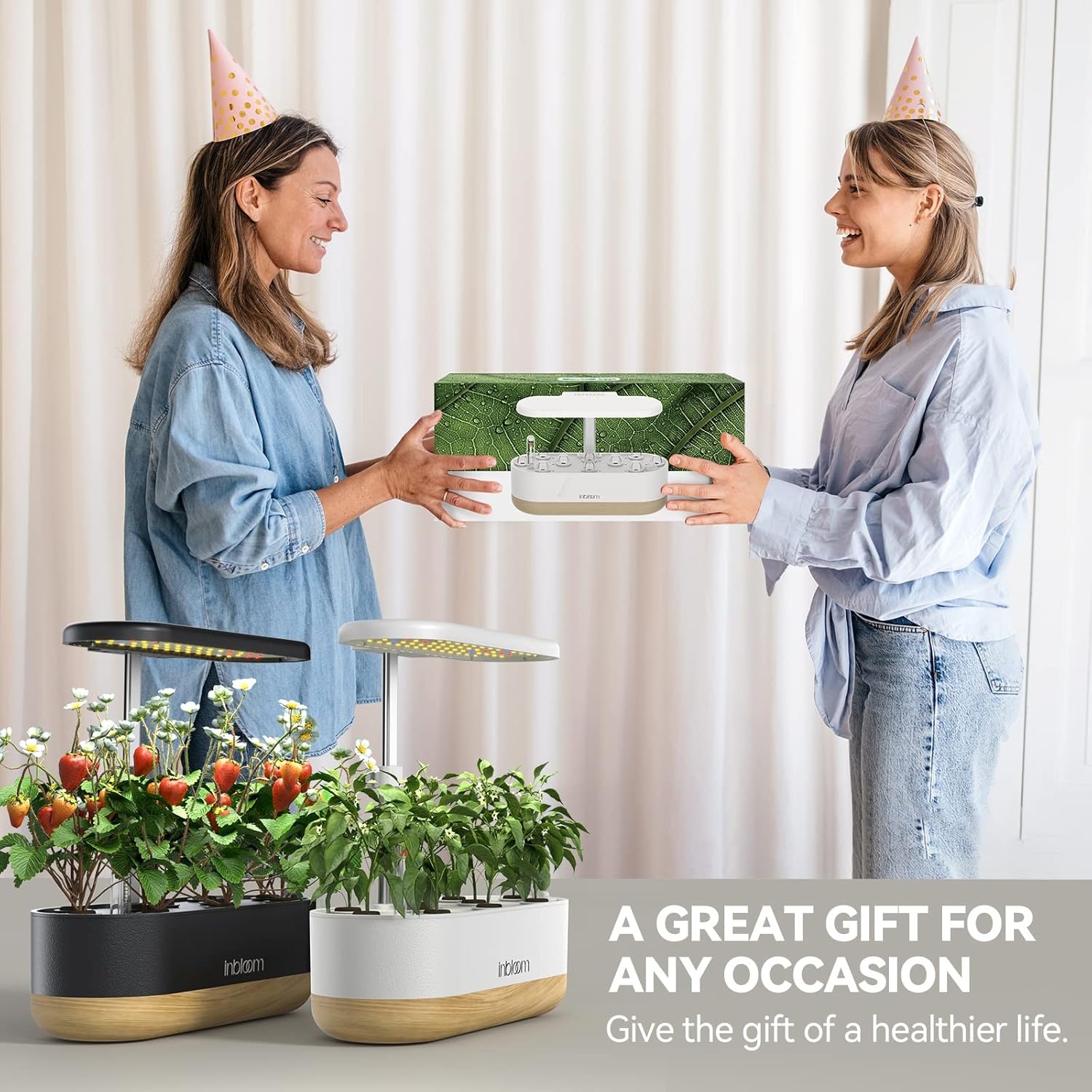 inbloom Hydroponics Growing System 12 Pods, Indoor Herb Garden with LEDs Full-Spectrum Plant Grow Light, Water Shortage Alarm, Automatic Timer, Height Adjustable, Ideal Gardening Gifts for Women(Black)