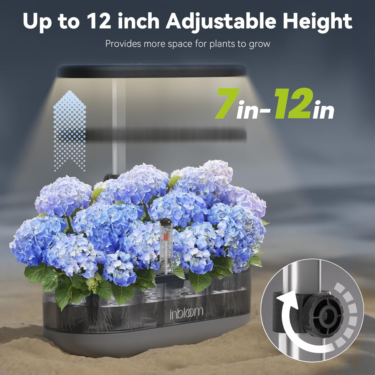 inbloom 12 Pods Hydroponics Growing System Kit, Herb Garden Planter Indoor Kit, Indoor Gardening Hydroponics Growing System with 4.2L Water Pump, Height Adjustable, Gifts for Woman, Transparent Black(Trans-Black)