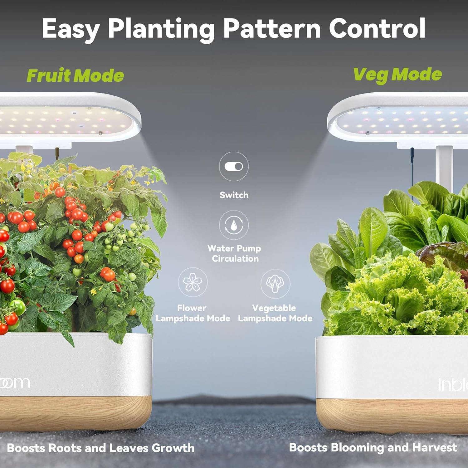 inbloom Hydroponics Growing System 12 Pods, Indoor Herb Garden with LEDs Full-Spectrum Plant Grow Light, Water Shortage Alarm, Automatic Timer, Height Adjustable, Ideal Gardening Gifts for Women(Elegant White)