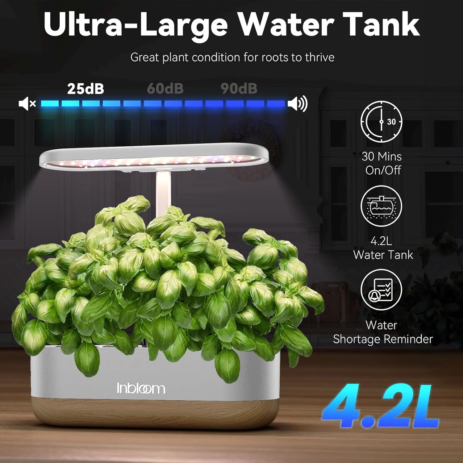 inbloom Hydroponics Growing System 12 Pods, Indoor Herb Garden with LEDs Full-Spectrum Plant Grow Light, Water Shortage Alarm, Automatic Timer, Height Adjustable, Ideal Gardening Gifts for Women(Elegant White)