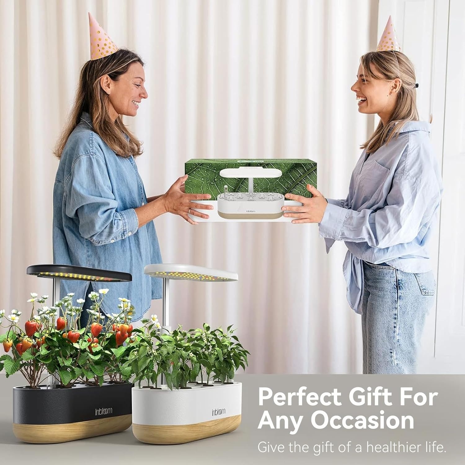 inbloom Hydroponics Growing System 12 Pods, Indoor Herb Garden with LEDs Full-Spectrum Plant Grow Light, Water Shortage Alarm, Automatic Timer, Height Adjustable, Ideal Gardening Gifts for Women(Elegant White)
