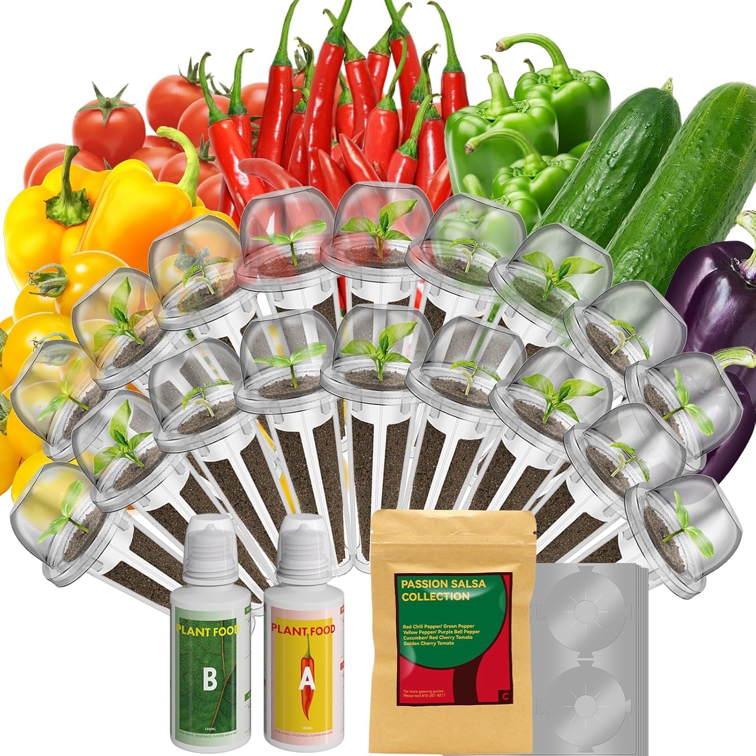 inbloom 12-Pod Pepper Seed Pod Kit for AeroGarden, iDOO, Ahopegarden Hydroponic Growing System, Include Cucumber, Red&Golden Tomato, Red Chili Pepper, Green&Yellow Pepper, Purple Pepper, 400+ Seeds(Pepper)