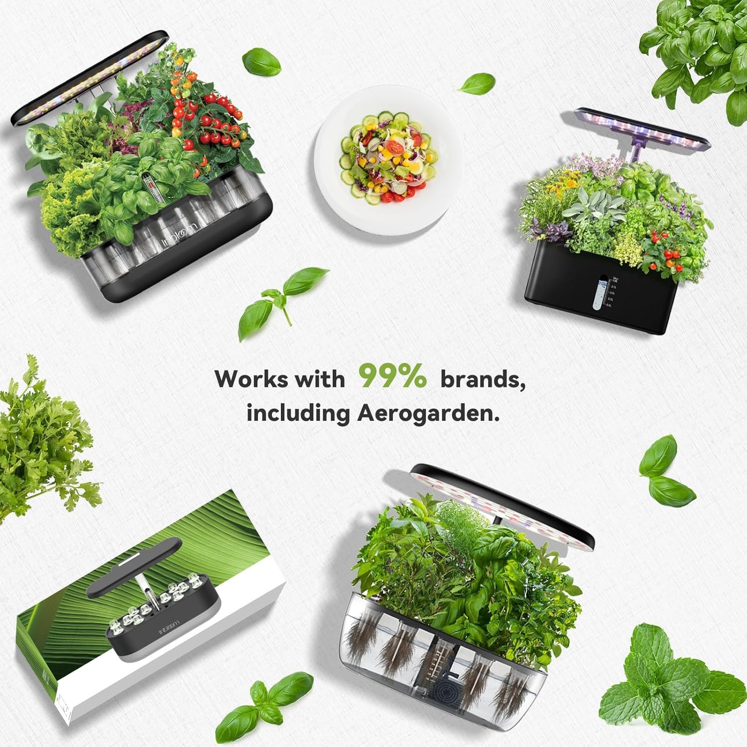 inbloom 12-Pod Pepper Seed Pod Kit for AeroGarden, iDOO, Ahopegarden Hydroponic Growing System, Include Cucumber, Red&Golden Tomato, Red Chili Pepper, Green&Yellow Pepper, Purple Pepper, 400+ Seeds(Flower)
