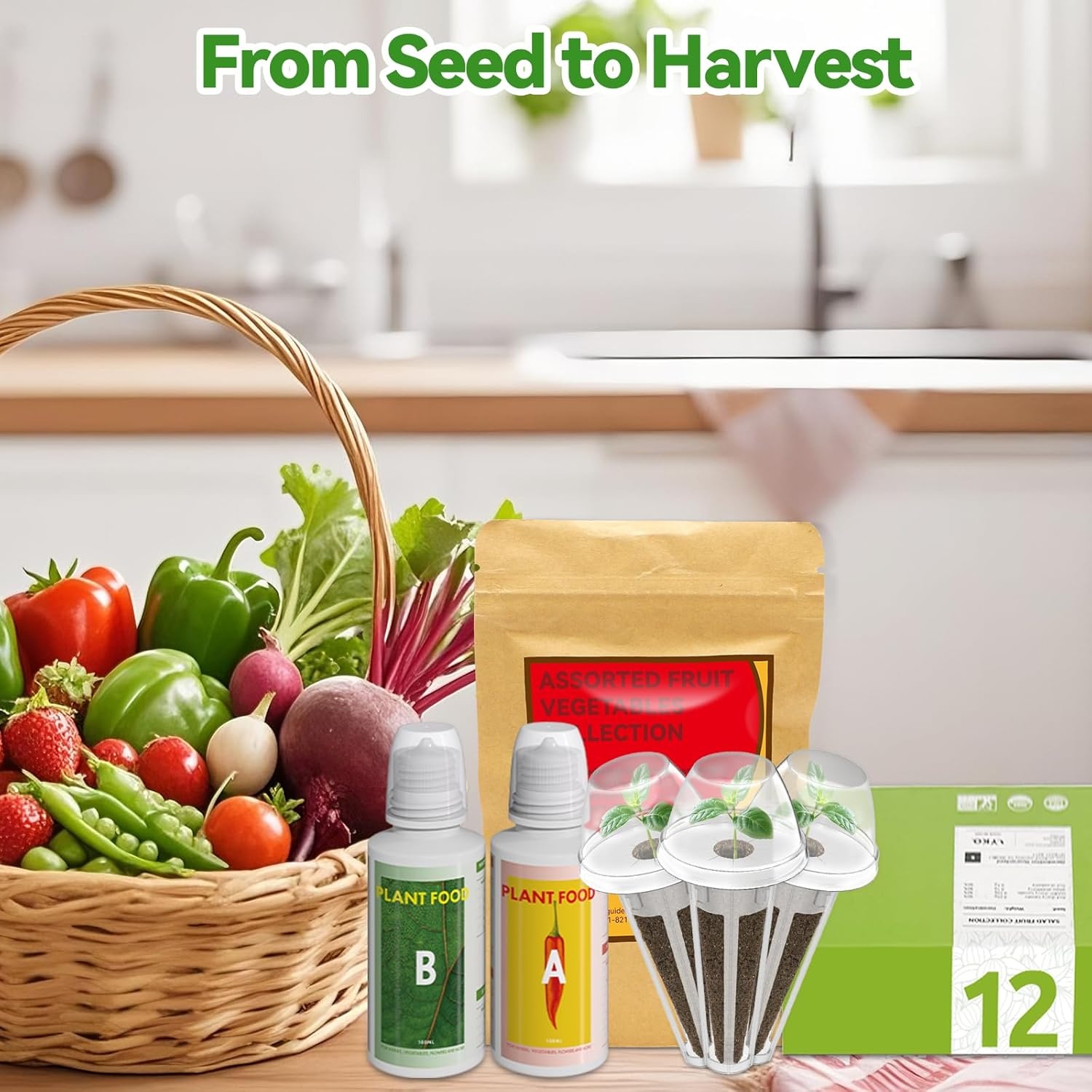 inbloom 12-Pod Pepper Seed Pod Kit for AeroGarden, iDOO, Ahopegarden Hydroponic Growing System, Include Cucumber, Red&Golden Tomato, Red Chili Pepper, Green&Yellow Pepper, Purple Pepper, 400+ Seeds(Fruit)