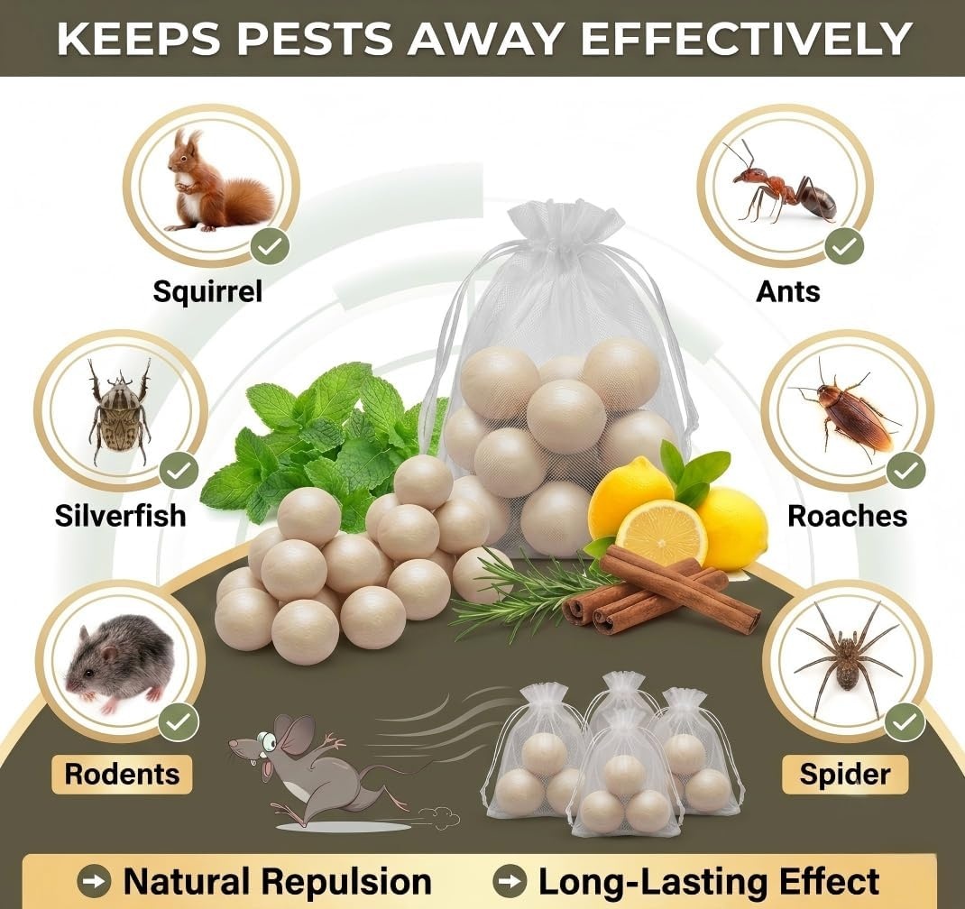 36 Pack Natural Rodent Repellent Pellets – Plant-Based Essential Oil Scent | Deterrent for Mice, Rats & Insects – Long-Lasting Protection – Use in Garage, Attic, RV, Camper (Peppermint)