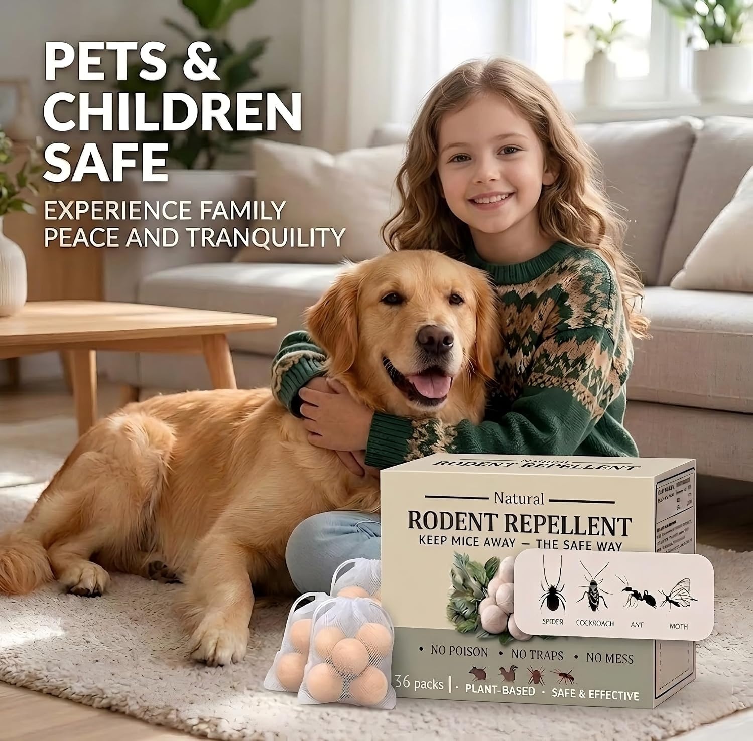 36 Pack Natural Rodent Repellent Pellets – Plant-Based Essential Oil Scent | Deterrent for Mice, Rats & Insects – Long-Lasting Protection – Use in Garage, Attic, RV, Camper (Peppermint)